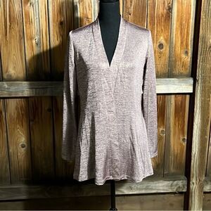 Susan Graver cardigan slinky pink black gold pockets hi-lo XS FIRM on PRICE